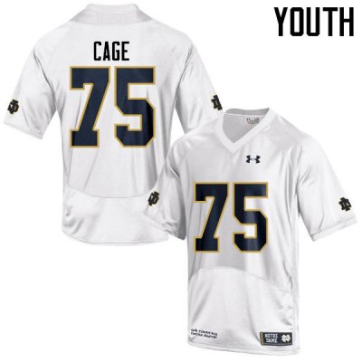 Notre Dame Fighting Irish Youth Daniel Cage #75 White Under Armour Authentic Stitched College NCAA Football Jersey VYE5599UA